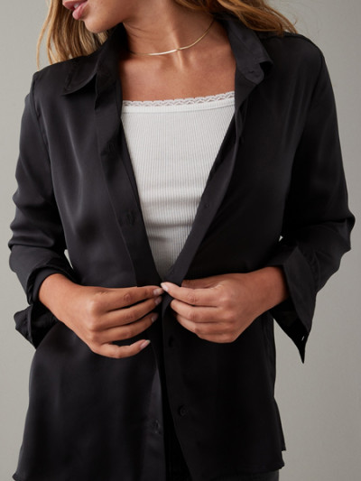 Black satin shirt from American Eagle - 70% AE SALE - American Eagle Coupon