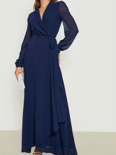 Boohoo chiffon maxi dress with wrap design - 74% OFF - VogaCloset Sale