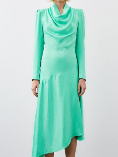 87% Black Friday Offers on Karen Millen Green Satin Maxi Dress with VogaCloset Coupon