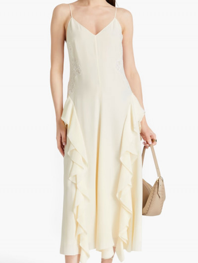 Chloe white silk midi dress decorated with lace - 75% OFF - The Outnet Sale and coupon